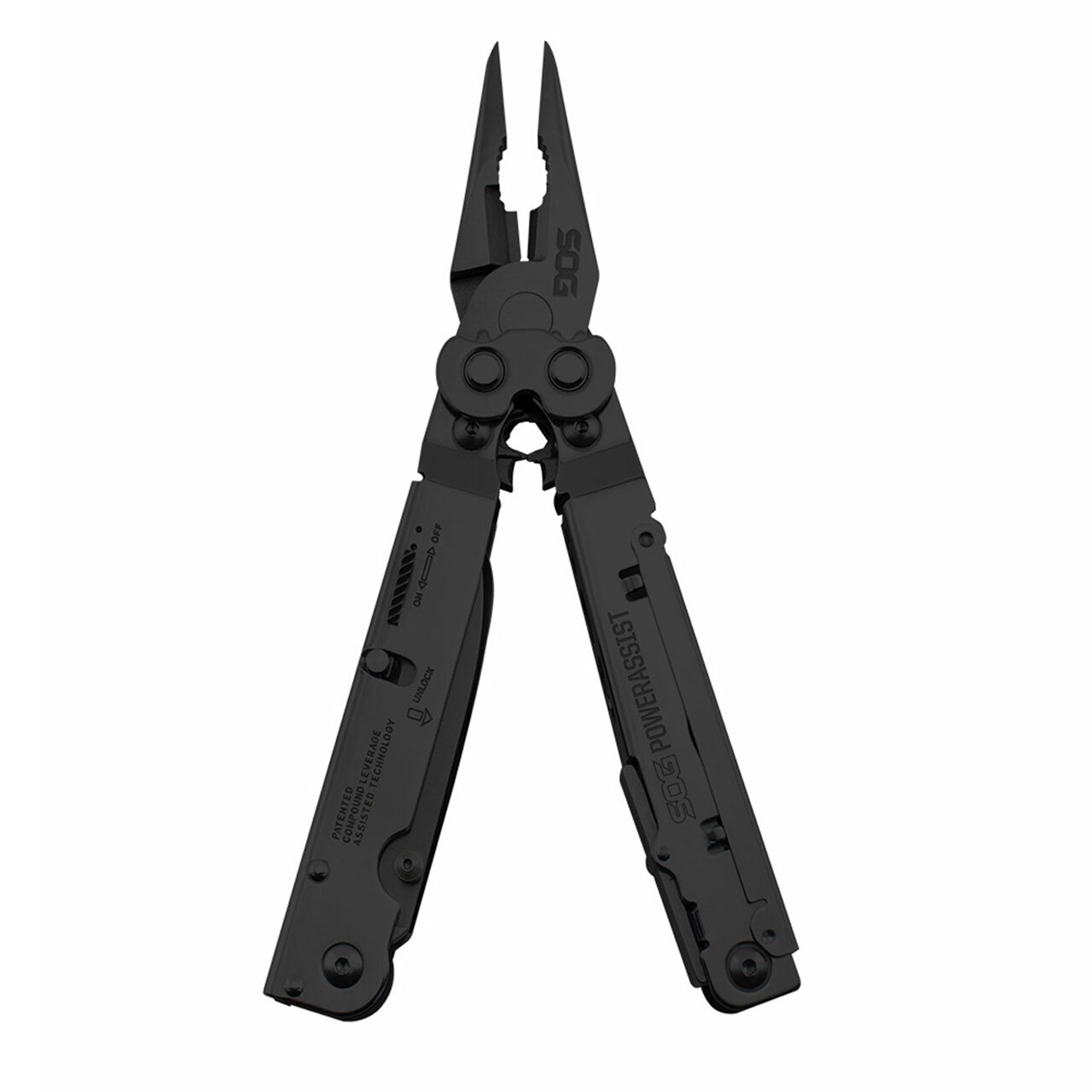 SOG Power Assist Stainless Steel Folding Knife 16 Attachment Multi Tool, Black - VMInnovations
