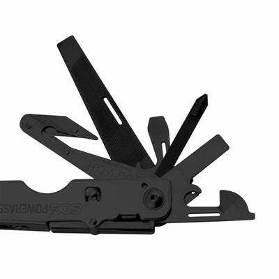 SOG Power Assist Stainless Steel Folding Knife 16 Attachment Multi Tool, Black