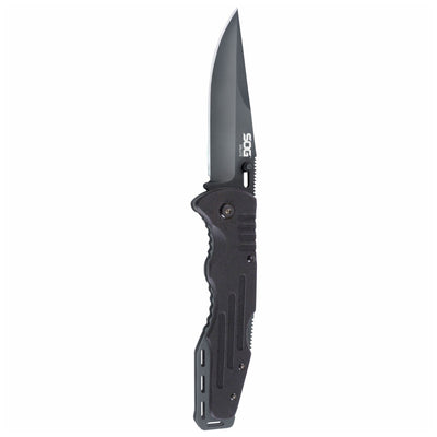 SOG Salute 3.63 Inch Folding Flipper Pocket Tactical Knife w/ Thumb Stud, Black - VMInnovations