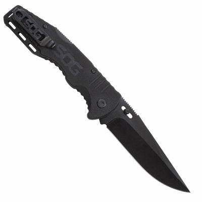 SOG Salute 3.63 Inch Folding Flipper Pocket Tactical Knife w/ Thumb Stud, Black - VMInnovations