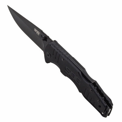SOG Salute 3.63 Inch Folding Flipper Pocket Tactical Knife w/ Thumb Stud, Black - VMInnovations