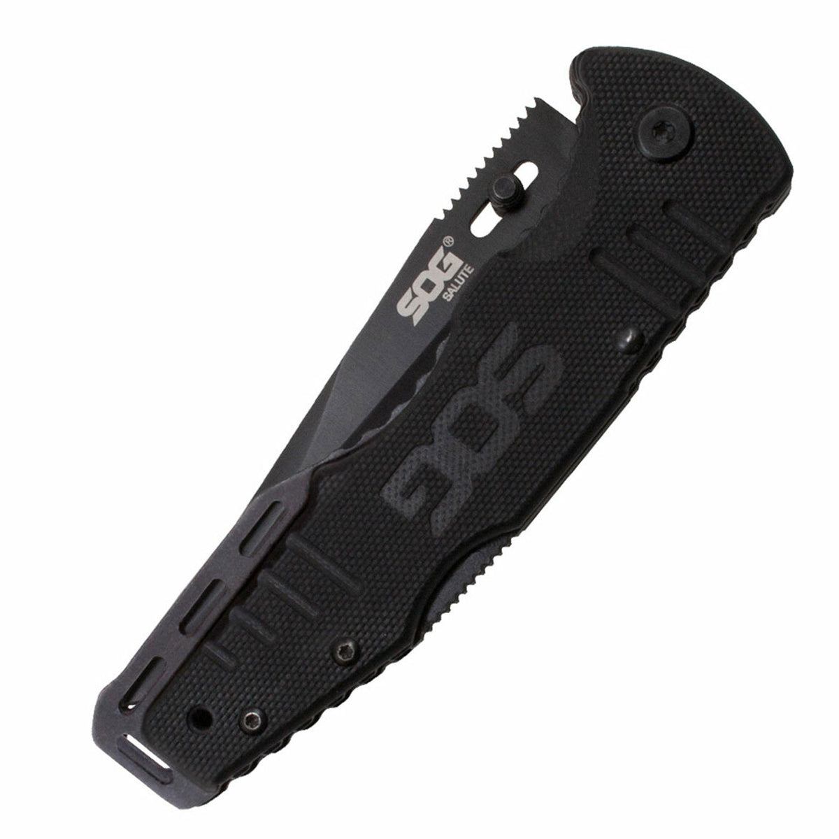 SOG Salute 3.63 Inch Folding Flipper Pocket Tactical Knife w/ Thumb Stud, Black - VMInnovations