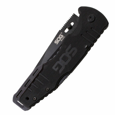 SOG Salute 3.63 Inch Folding Flipper Pocket Tactical Knife w/ Thumb Stud, Black - VMInnovations