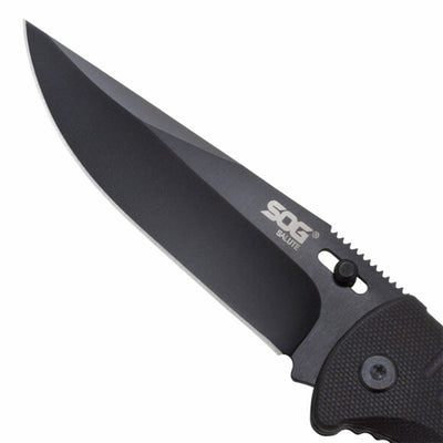 SOG Salute 3.63 Inch Folding Flipper Pocket Tactical Knife w/ Thumb Stud, Black - VMInnovations