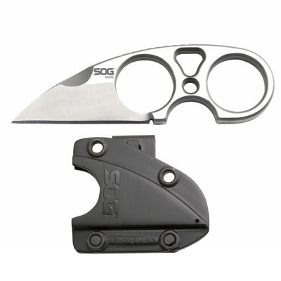 SOG Snarl 2.3 In Stainless Steel Sheepsfoot Fixed Blade Knife w/ Gripping Holes - VMInnovations
