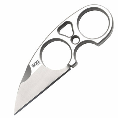 SOG Snarl 2.3 In Stainless Steel Sheepsfoot Fixed Blade Knife w/ Gripping Holes - VMInnovations