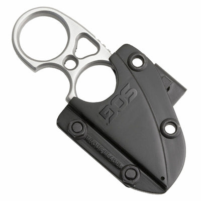 SOG Snarl 2.3 In Stainless Steel Sheepsfoot Fixed Blade Knife w/ Gripping Holes - VMInnovations