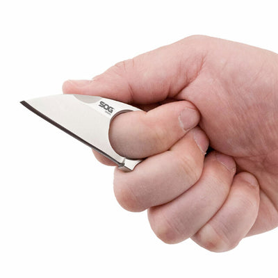 SOG Snarl 2.3 In Stainless Steel Sheepsfoot Fixed Blade Knife w/ Gripping Holes - VMInnovations