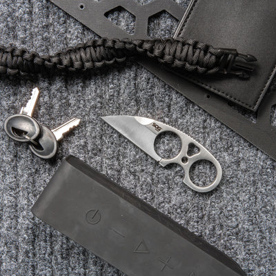 SOG Snarl 2.3 In Stainless Steel Sheepsfoot Fixed Blade Knife w/ Gripping Holes - VMInnovations