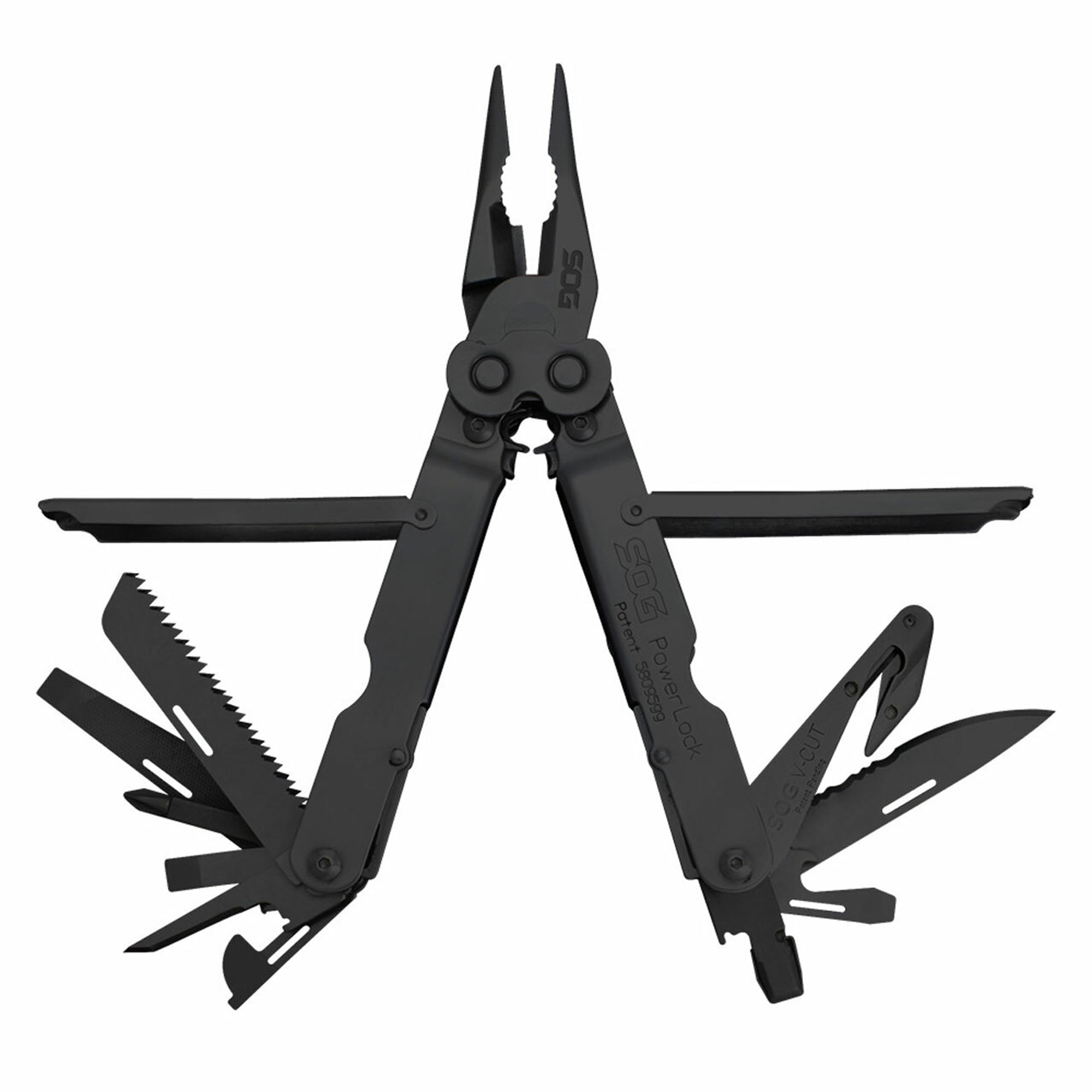 SOG Powerlock Stainless Steel Folding V Cutter 18 Tool Multi Tool Pliers, Black - VMInnovations