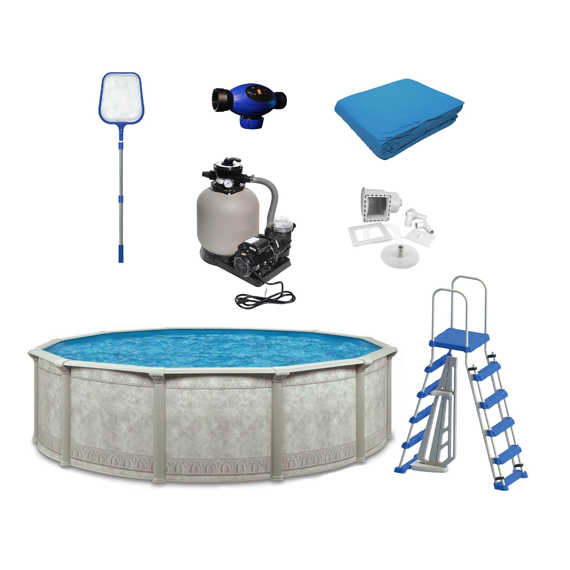 Aquarian Venetian Series 24 Ft x 52 In Pool Kit w/ Main Access Ultra Blu System - VMInnovations