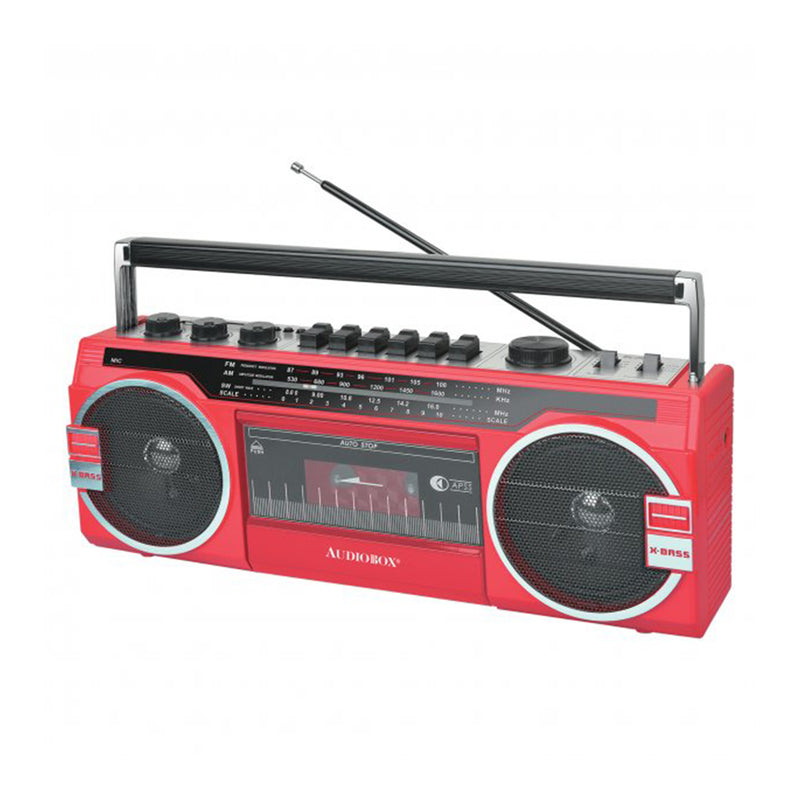 AudioBox RXC-25BT Retrobox Speaker System w/ Bluetooth and Cassette Player, Red