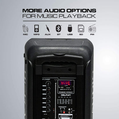 Dolphin SP 2100RBT Portable Rechargeable Bluetooth Party Speaker with LED Lights