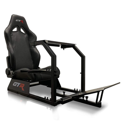 GTR Simulator Racing Gaming Cockpit with Simulation Gaming Chair, Midnight Black