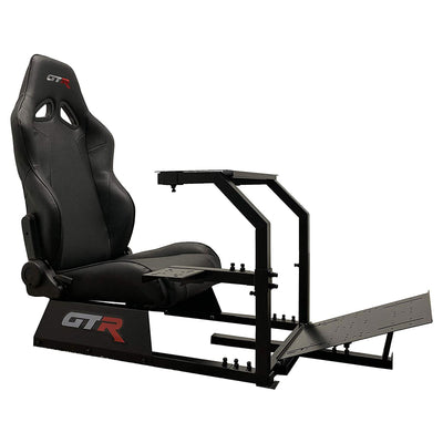 GTR Simulator Racing Gaming Cockpit with Simulation Gaming Chair, Midnight Black