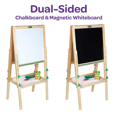 Crayola Mini Dual Sided Wooden Art Easel w/Chalkboard & Dry Erase Supplies(Used) - VMInnovations