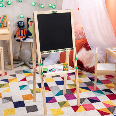 Crayola Mini Dual Sided Wooden Art Easel w/Chalkboard & Dry Erase Supplies(Used) - VMInnovations