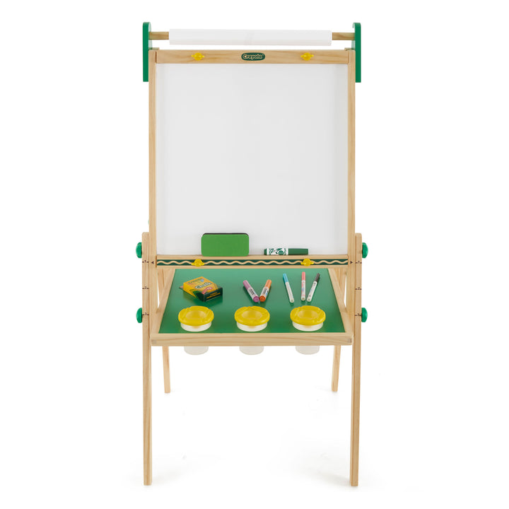 Crayola Kids Dual Sided Wooden Art Easel with Chalkboard and Dry Erase Supplies