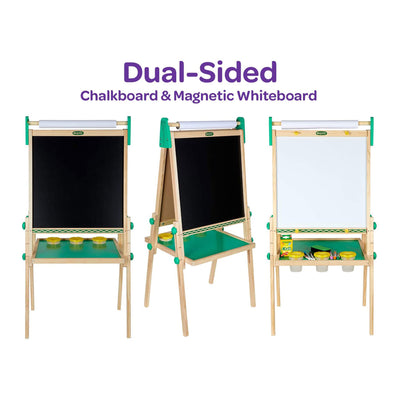 Crayola Dual Sided Wooden Art Easel w/Chalkboard & Dry Erase Supplies(For Parts)