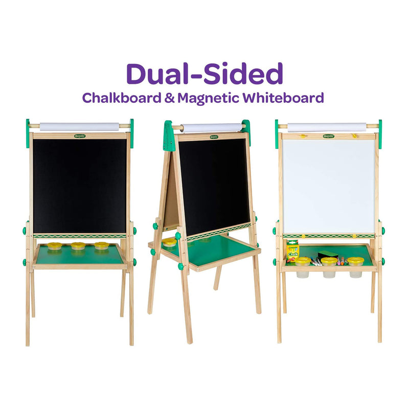 Crayola Kids Dual Sided Wooden Art Easel with Chalkboard and Dry Erase(Open Box)