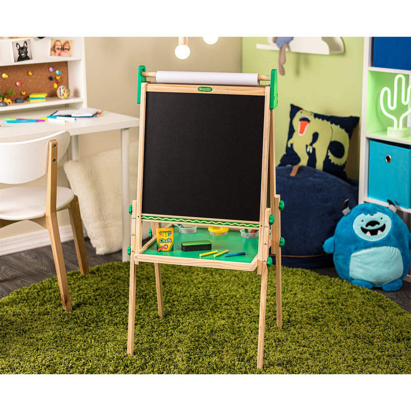 Crayola Kids Dual Sided Wooden Art Easel with Chalkboard and Dry Erase(Open Box)