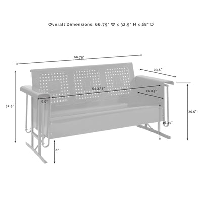 Crosley Bates Sofa Glider Steel Basket Weave Design Rocking Lounger, White Gloss