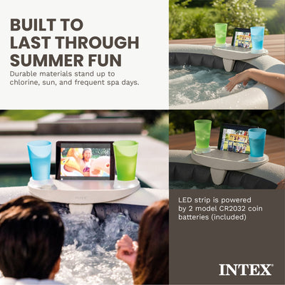 Intex 28520E Tablet Mobile Phone Spa Tray Accessory with LED Light Strip, White - VMInnovations