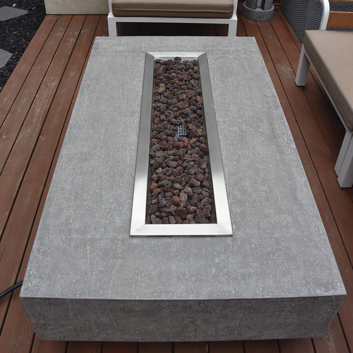 Elementi Manhattan 56 In Concrete Outdoor 45,000 BTU Natural Gas Fire Pit Table