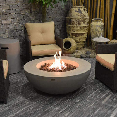 Elementi Natural Gas Concrete Lunar Bowl Fire Pit w/ Auto Ignition (For Parts) - VMInnovations