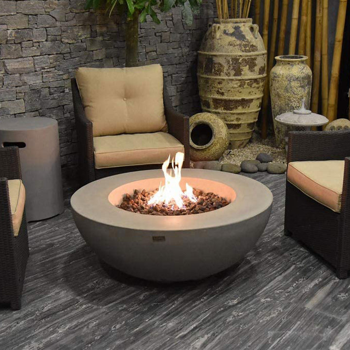 Elementi Natural Gas Concrete Lunar Bowl Fire Pit w/ Auto Ignition (For Parts)