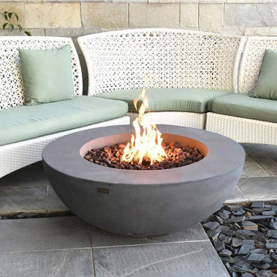 Elementi Natural Gas Concrete Lunar Bowl Fire Pit w/ Auto Ignition (For Parts) - VMInnovations