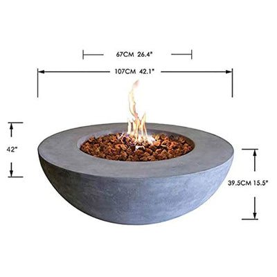 Elementi Natural Gas Concrete Lunar Bowl Fire Pit w/ Auto Ignition (For Parts) - VMInnovations
