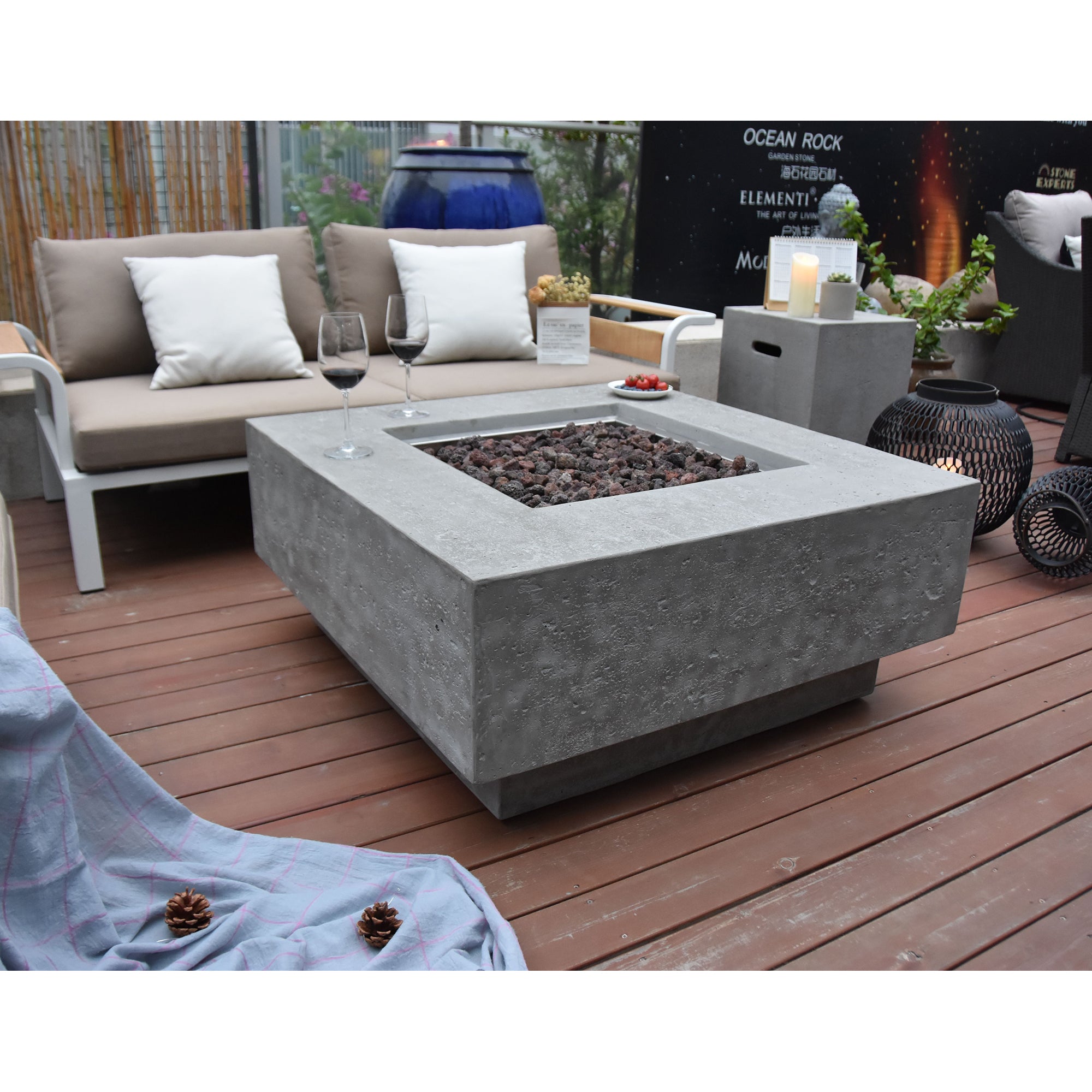 Elementi 36" Concrete Outdoor 45,000 BTU Liquid Propane Fire Pit (For Parts) - VMInnovations