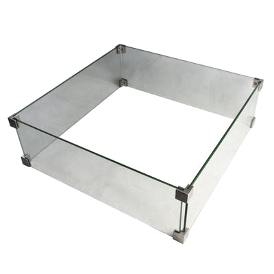 Elementi Manhattan 36" Outdoor Firepit, 22" Glass Wind Screen, & 21" Table Cover - VMInnovations