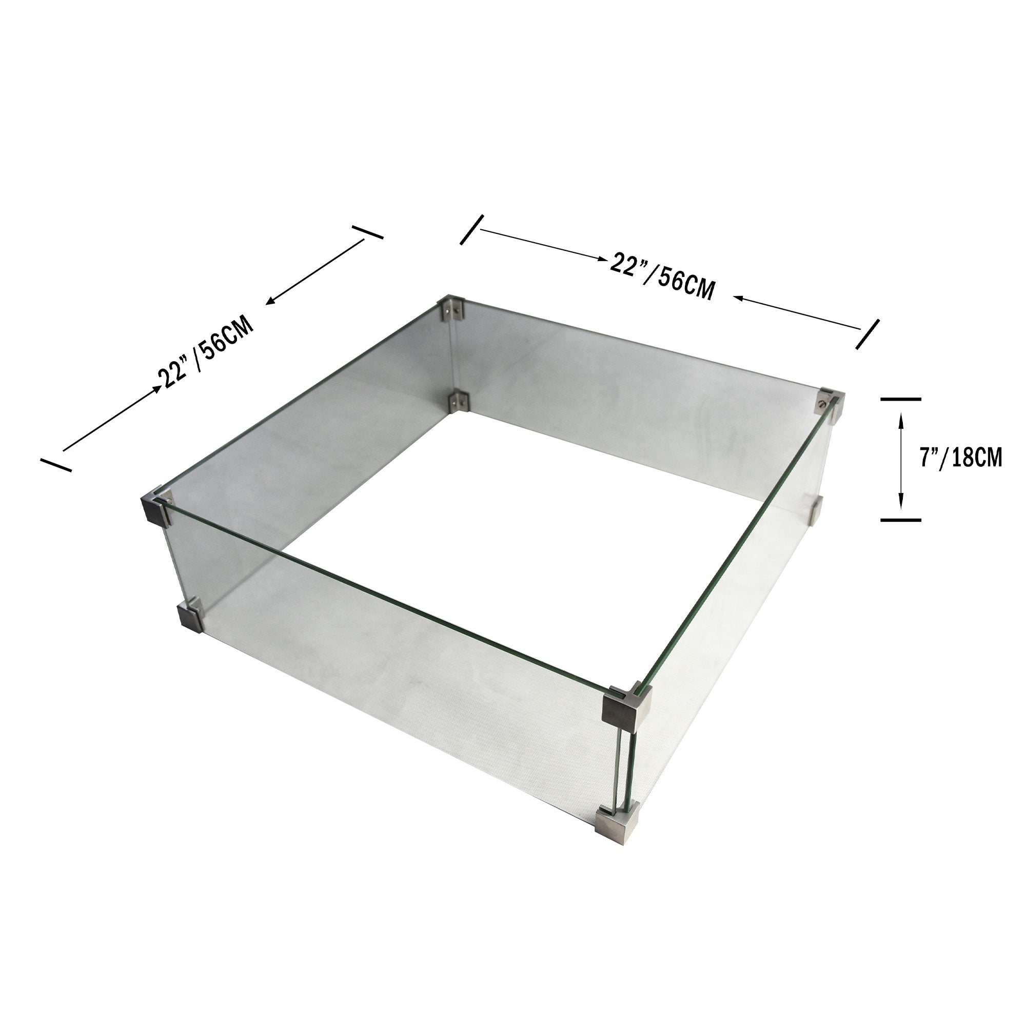 Elementi Manhattan 36" Outdoor Firepit, 22" Glass Wind Screen, & 21" Table Cover - VMInnovations