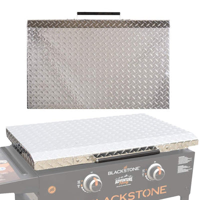 Griddle Guard 28" Outdoor Diamond Plated Griddle Hard Cover Lid with Wood Handle