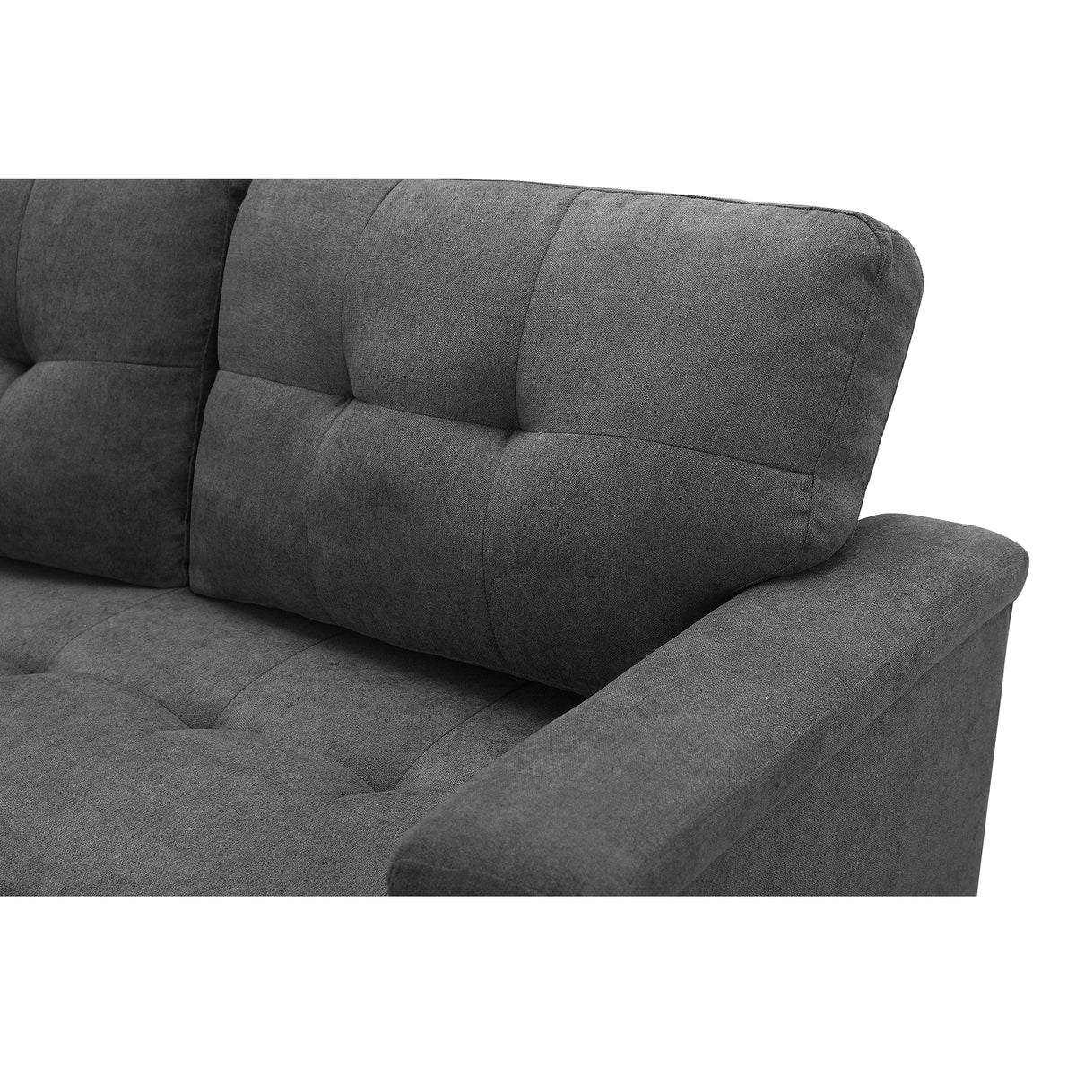 Lilola House Ashlyn Woven Fabric Sleeper Sectional Sofa Chaise, USB Plug, Gray