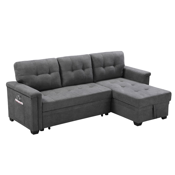 Lilola Home Ashlyn Contemporary Upholstered Sectional Sofa Chaise Sleeper (Used)