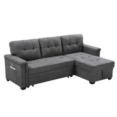 Lilola Home Ashlyn Contemporary Sectional Sofa Chaise Sleeper, Gray (Open Box)