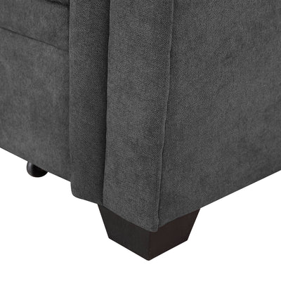 Lilola House Ashlyn Fabric Sleeper Sectional Sofa Chaise w/ 2 USB Plugs, Gray (Used)