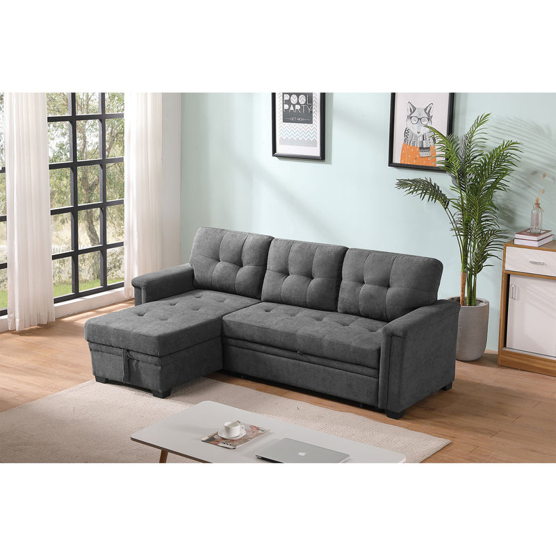 Lilola Home Ashlyn Contemporary Sectional Sofa Chaise Sleeper, Gray (Open Box)