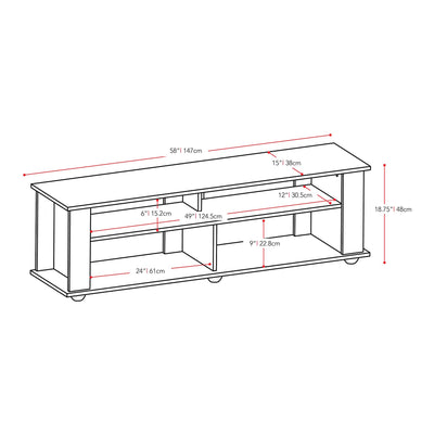CorLiving 58 Inch Bakersfield Wooden TV Stand for TVs Up to 75 Inches, Black