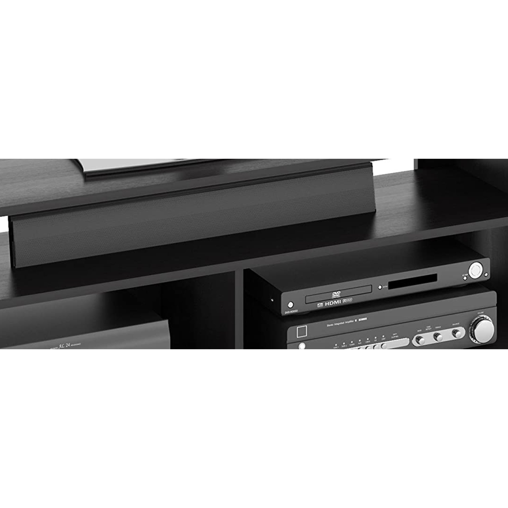 CorLiving 58 Inch Bakersfield Wooden TV Stand for TVs Up to 75 Inches, Black