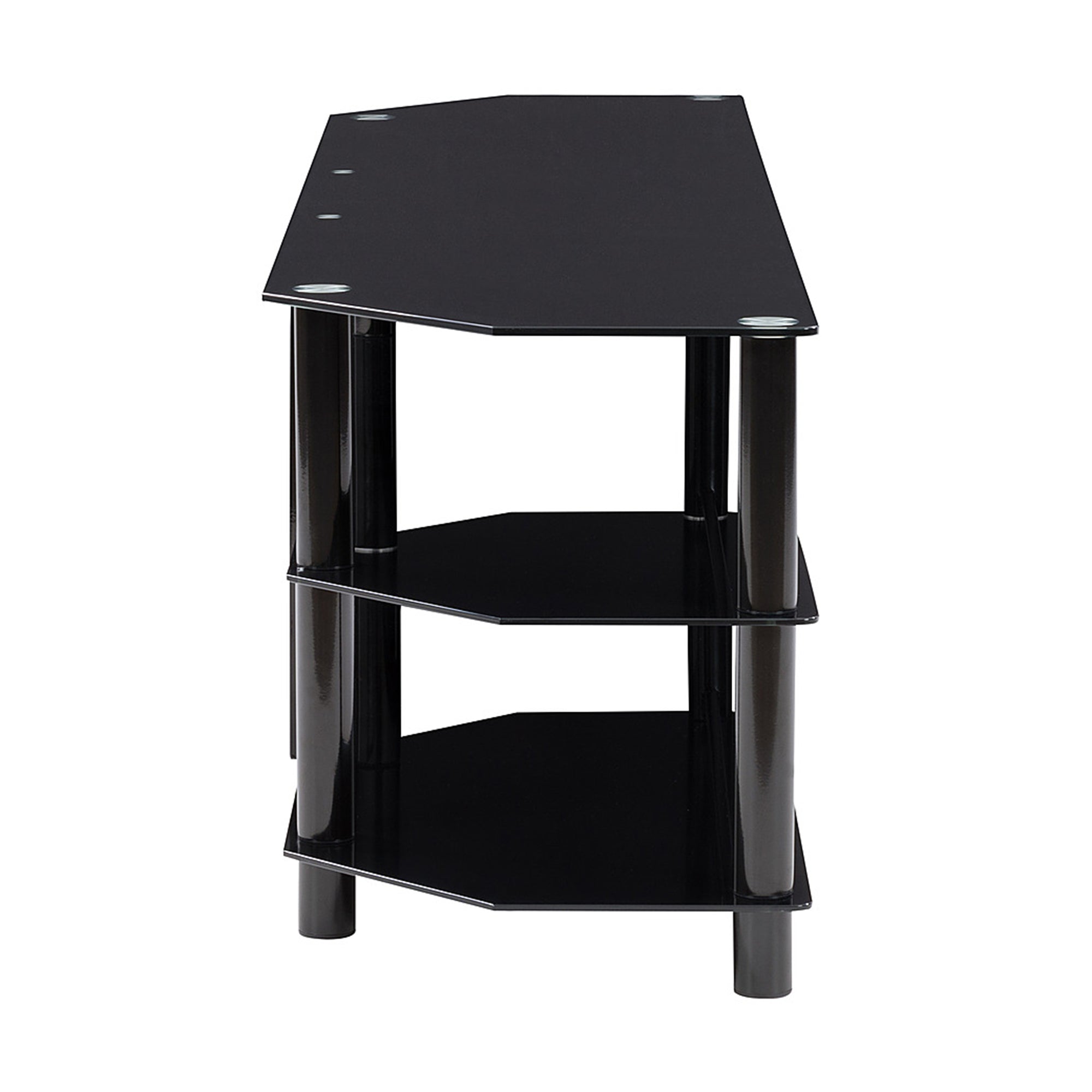 CorLiving Travers 3 Tier Safety Glass TV Bench for TVs Up to 85 Inches, Black