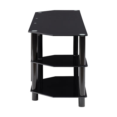 CorLiving Travers 3 Tier Safety Glass TV Bench for TVs Up to 85 Inches, Black