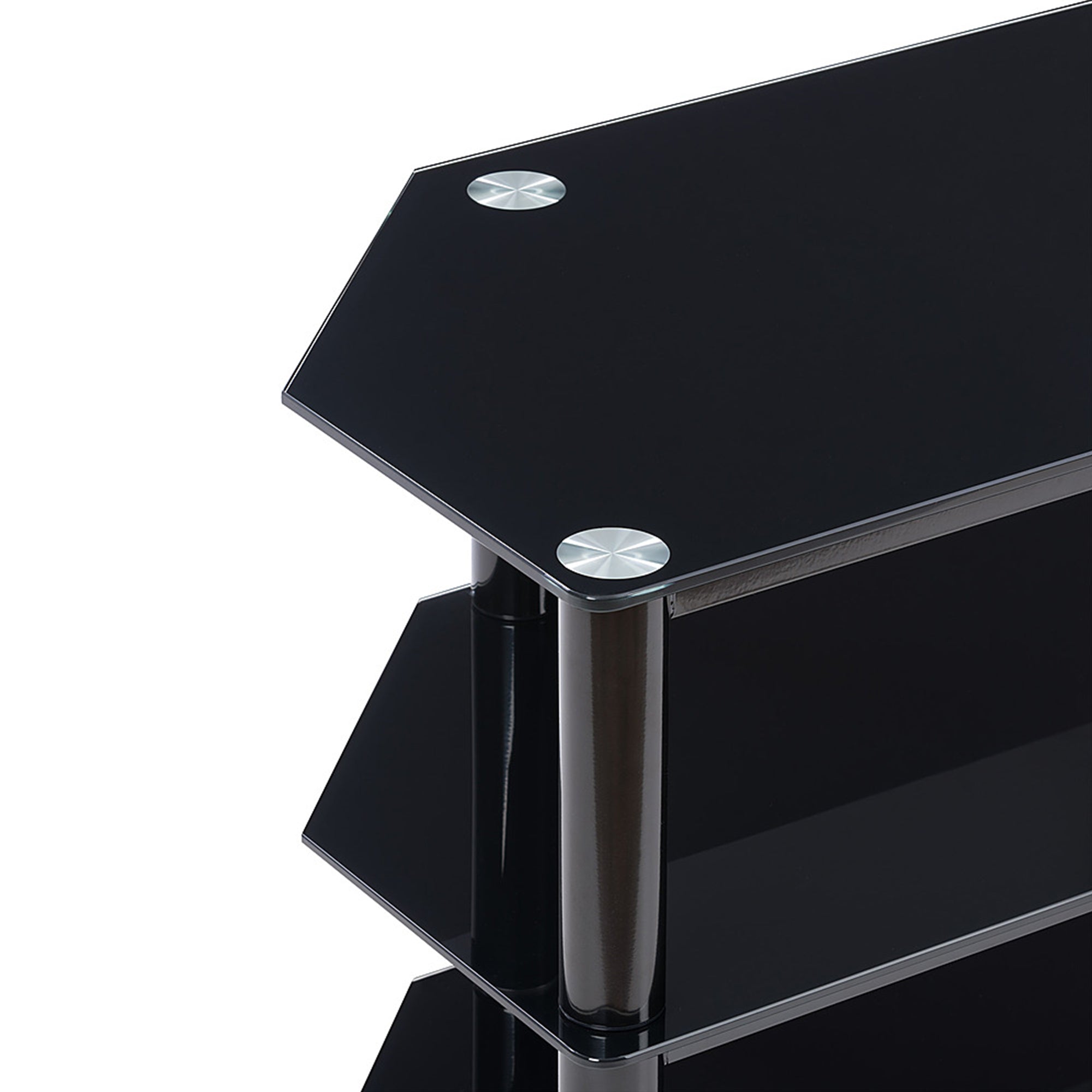 CorLiving Travers 3 Tier Safety Glass TV Bench for TVs Up to 85 Inches, Black