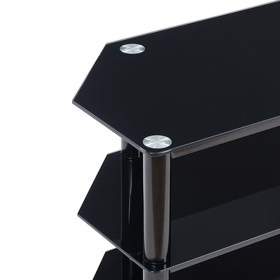CorLiving Travers 3 Tier Safety Glass TV Bench for TVs Up to 85 Inches, Black