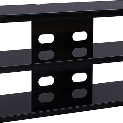 CorLiving Travers 3 Tier Safety Glass TV Bench for TVs Up to 85 Inches, Black