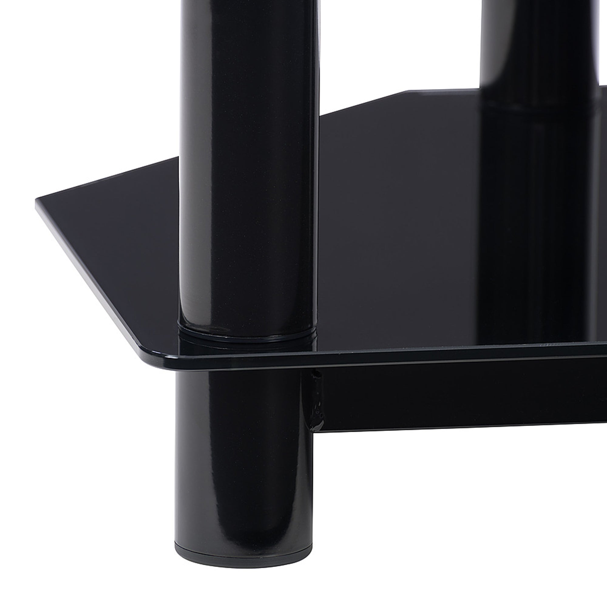 CorLiving Travers 3 Tier Safety Glass TV Bench for TVs Up to 85 Inches, Black