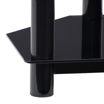 CorLiving Travers 3 Tier Safety Glass TV Bench for TVs Up to 85 Inches, Black